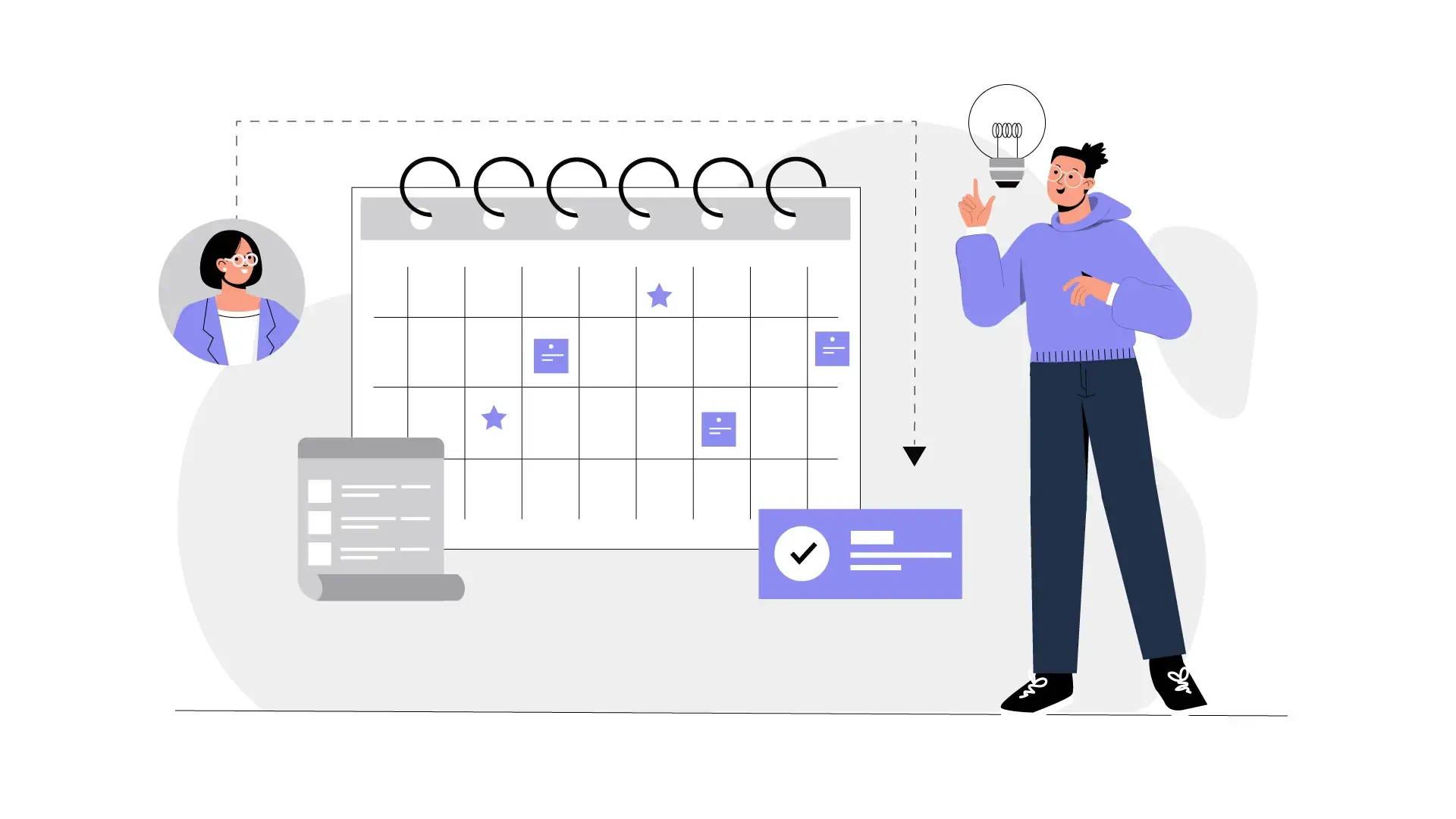 Vector Art Illustration Team Organizing Work and Prioritizing Tasks Using Calendar